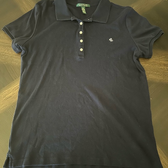 Lauren Ralph Lauren Polo Shirt XL Dark Navy RLL Logo White Buttons Classic - Picture 1 of 6